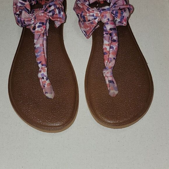 Sanuk Women's Yoga Sling Ella Spriced Coral Rain Flip Flop Size 8 - Picture 5 of 9